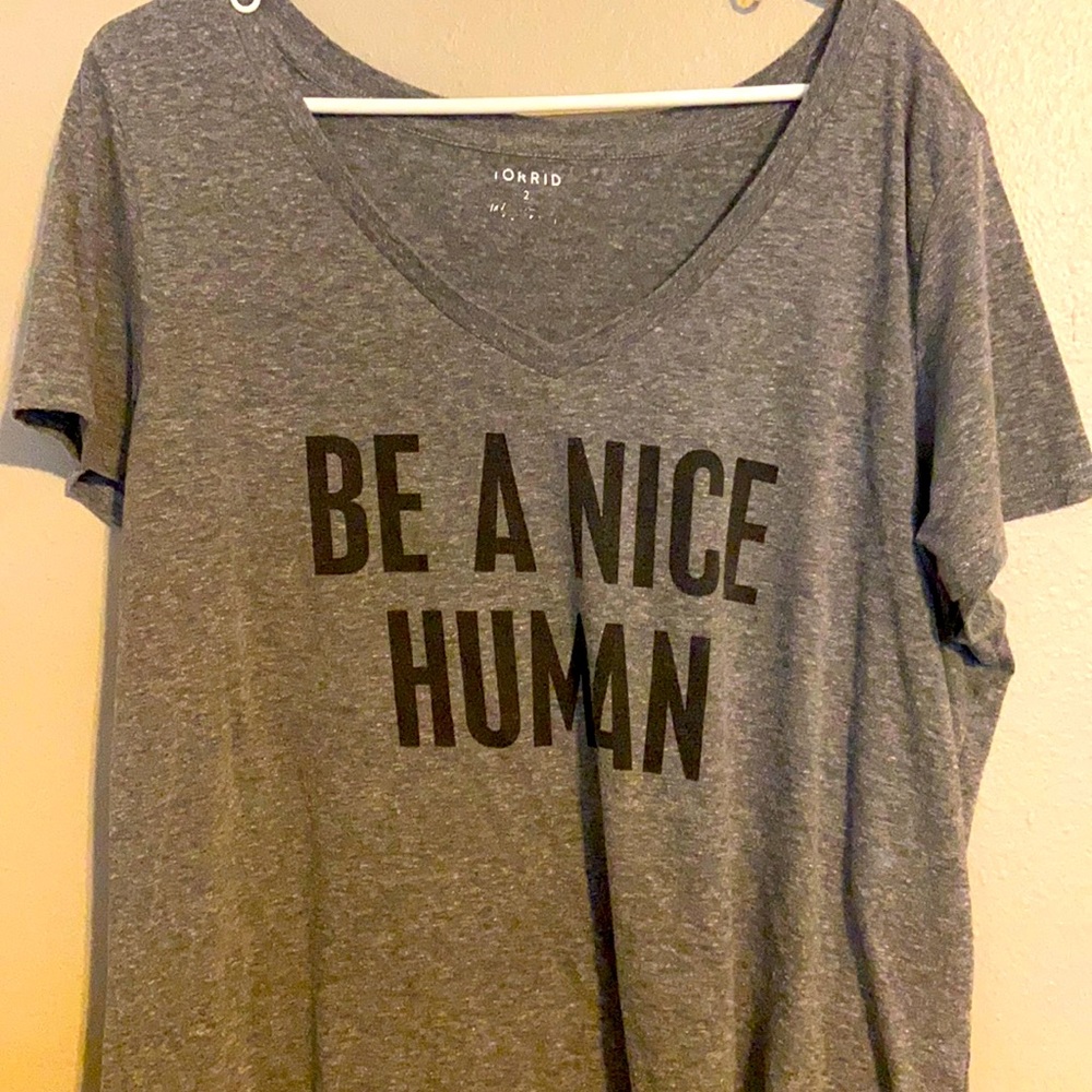 Size 2 torrid grey be a nice human v neck tee